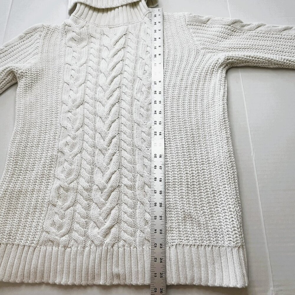 GAP Women's Fisherman Cable-Knit Sweater sz Medium Turtleneck Coastal Old Money - Picture 7 of 9